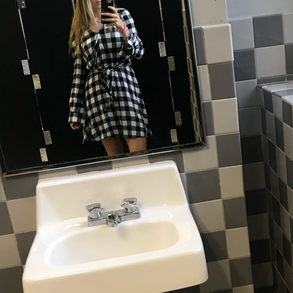 Black and white plaid dress.